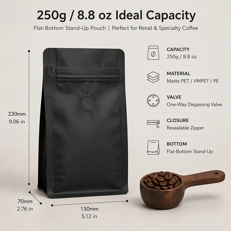 Stock Blank Coffee Bags with Valve Stock Blank Coffee Bags with Valve