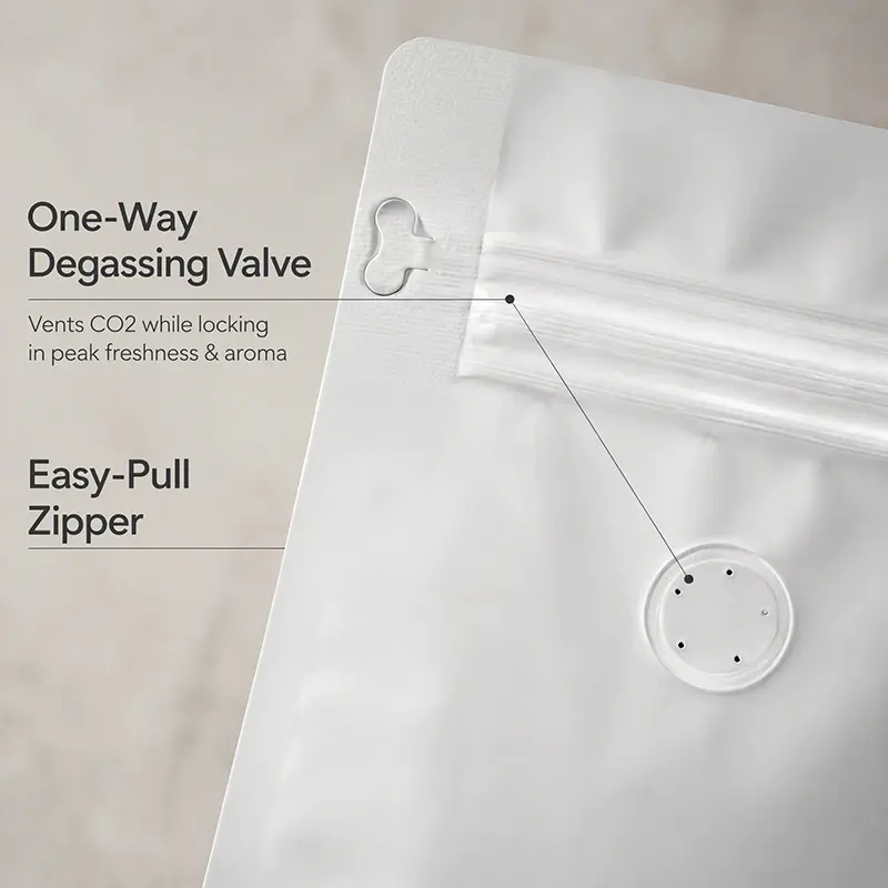 Stock Blank Coffee Bags with Valve Stock Blank Coffee Bags with Valve
