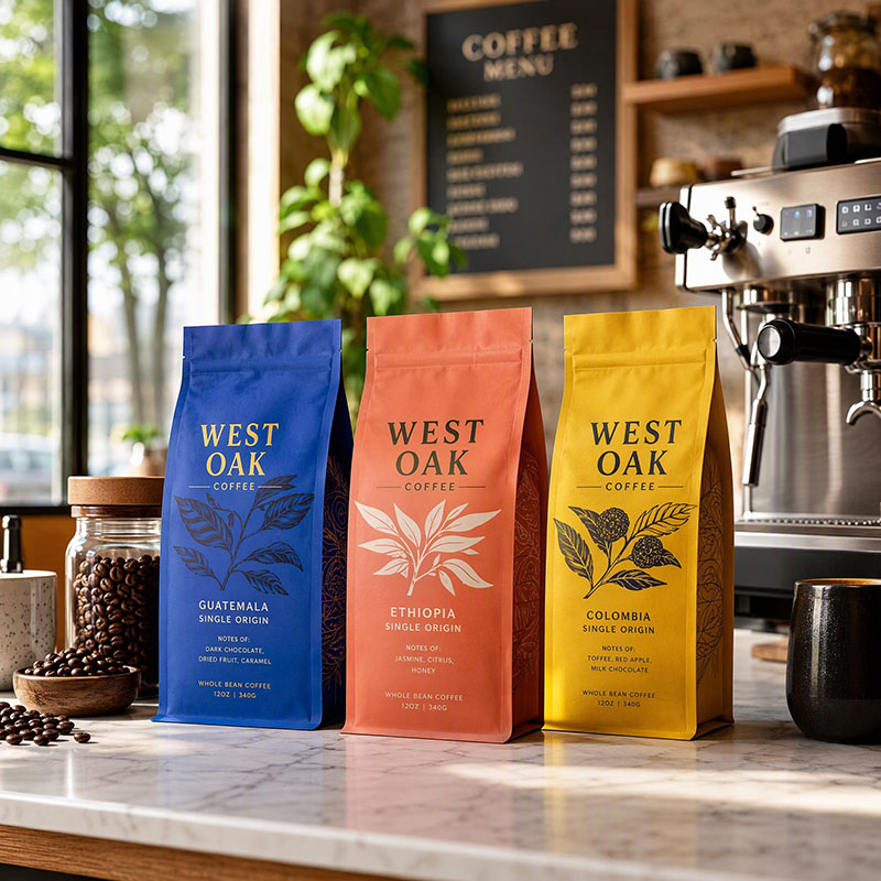 Printed Flat Bottom Coffee Bags