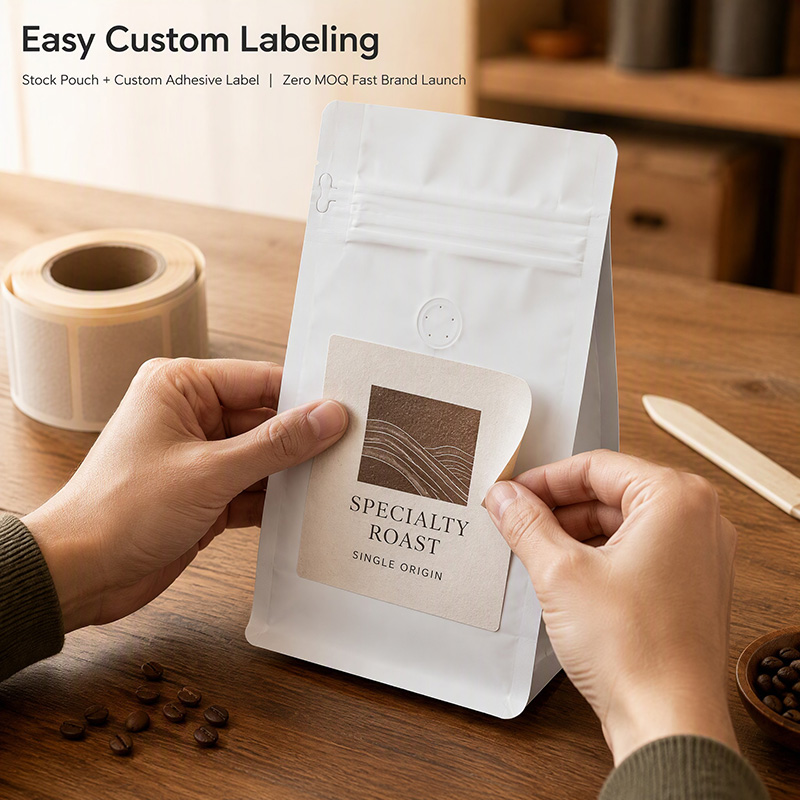 Quad Seal Coffee Bags with Custom Labels Quad Seal Coffee Bags with Custom Labels