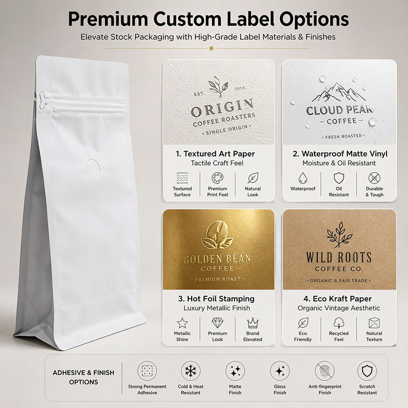 Quad Seal Coffee Bags with Custom Labels Quad Seal Coffee Bags with Custom Labels