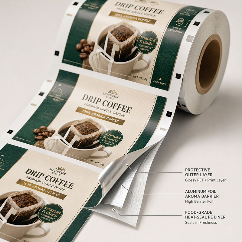 Drip Coffee Roll Film for Automatic Machines Drip Coffee Roll Film for Automatic Machines